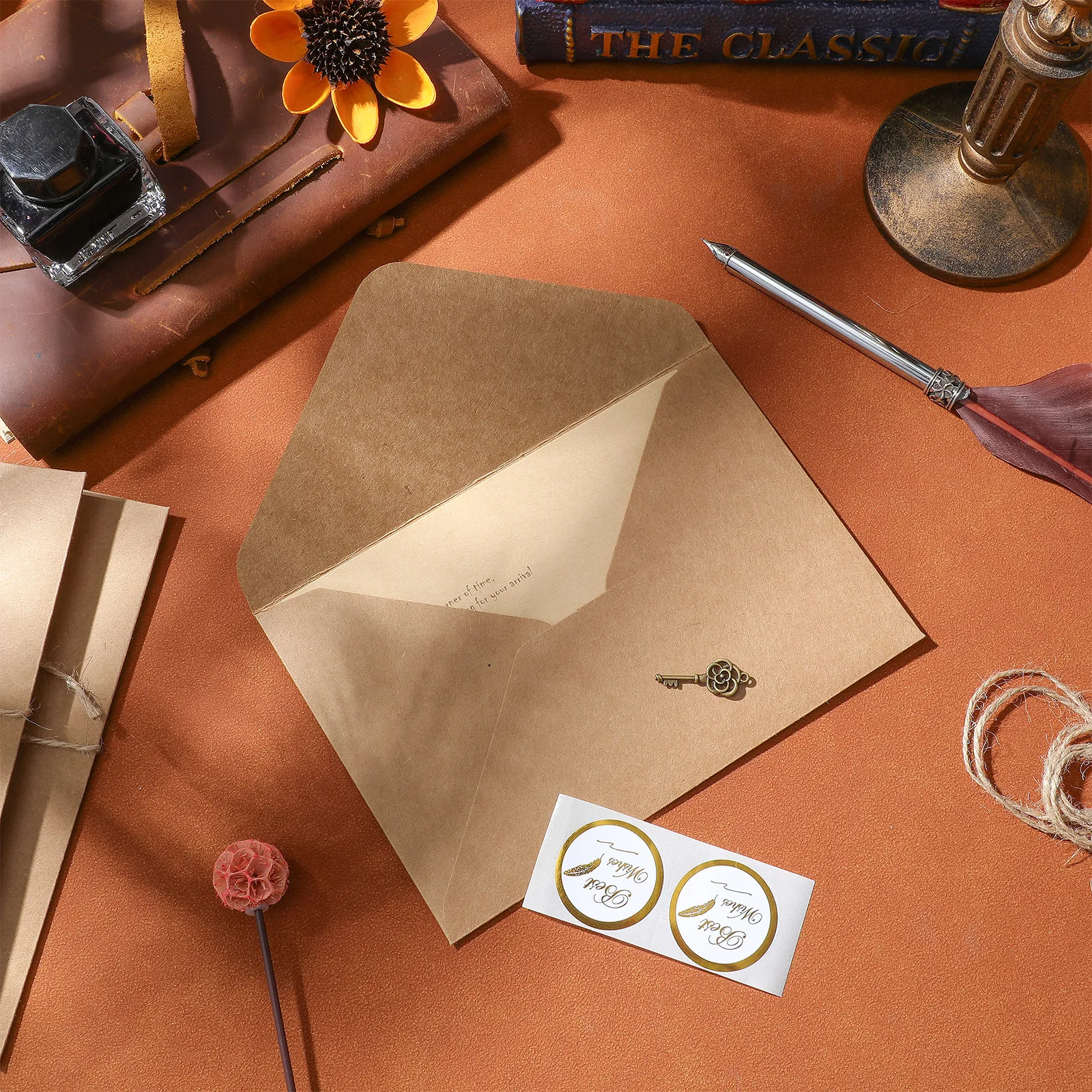 

2Sets Vintage Letter Paper Envelope Kit Retro Stationery Set Writing Papers for Invitations Greetings Announcements Calligraphy