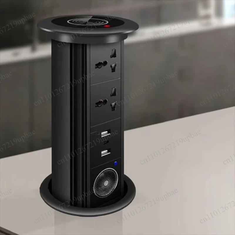 Electric Lifting Pop-up Desk Socket, Embedded Power Outlet with USB & Type-C Port, Built-in Bluetooth Speaker for Office Desks