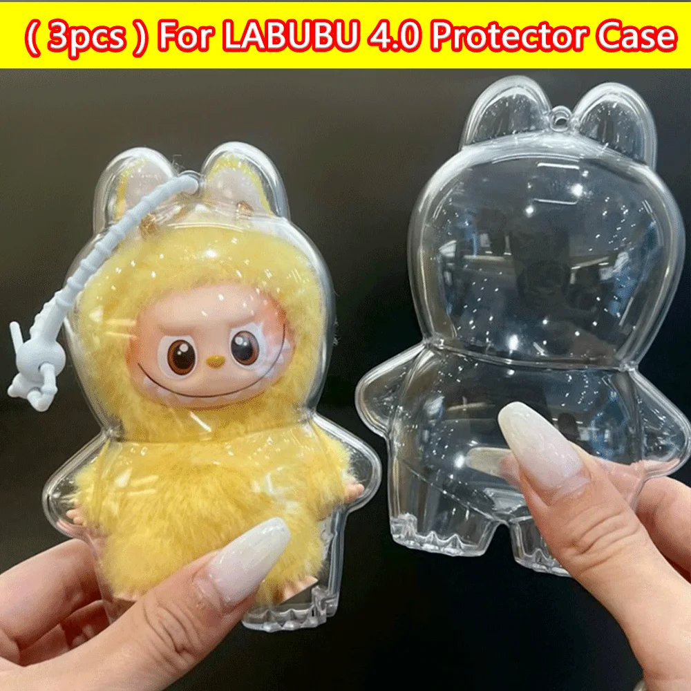 

3PCS Labubu Clear Protector 4.0 Protector Case Protector Cover Monsters Pendant Doll Storage Box Case Labubu Accessories