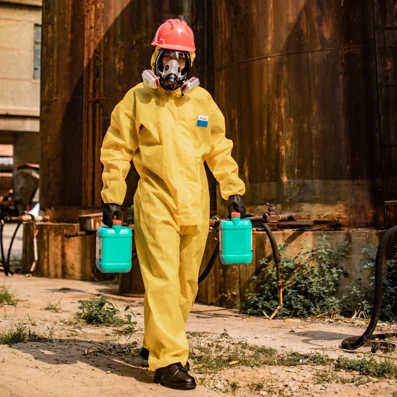 1 peça de vestuário de proteção química, perigo químico líquido, ácido sulfúrico e alcalino resistente, proteção vestuário trabalho