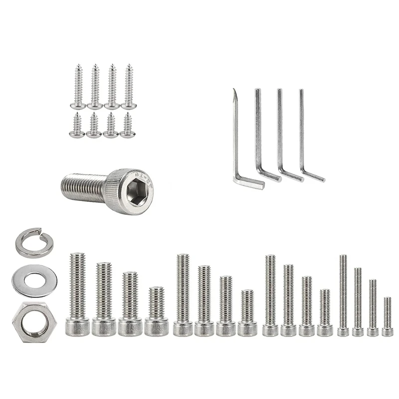 Assortimento di viti M3-M6 da 890 pezzi, viti a testa esagonale Assortimento di viti a testa esagonale Set di bulloni e dadi Kit bulloni in acciaio inossidabile