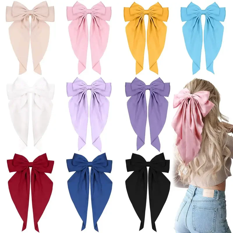 10PCS exquisite bow hair accessories, equipped with simple bow headbands and tassel decorations, large ribbon headscarves, atmos