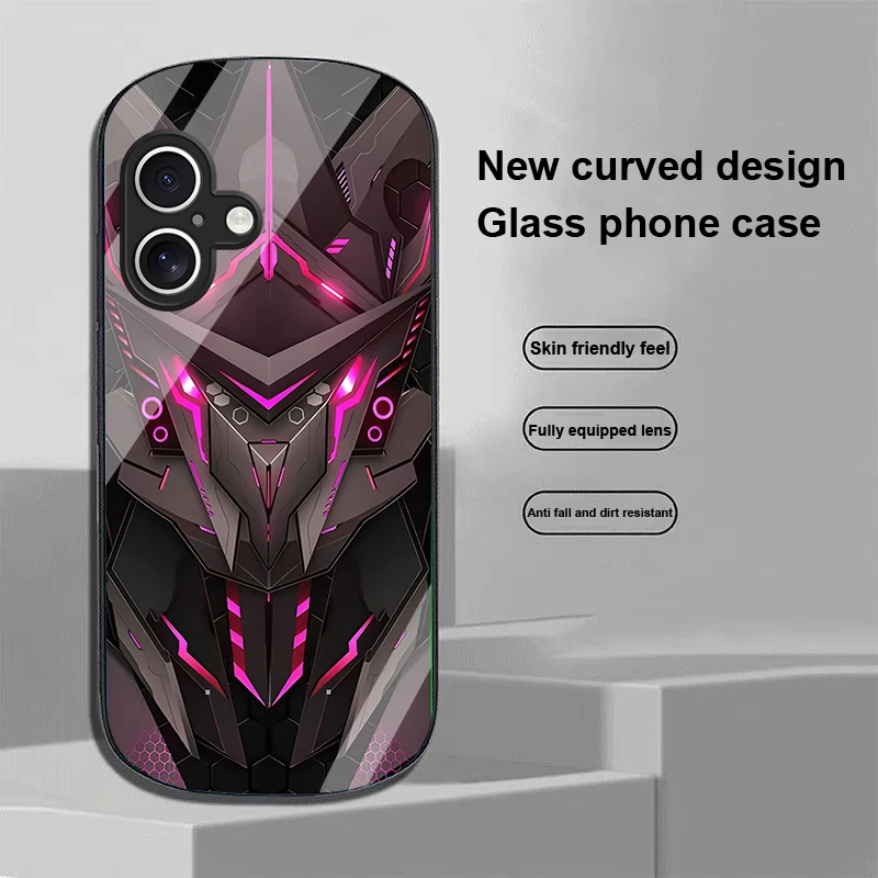 Creative Mech For Apple IPhone 16 11 13 15 14 Pro Max 12 Mini 7 8 Plus XR X XS SE Elliptical Shaped Tempered Glass Phone Case
