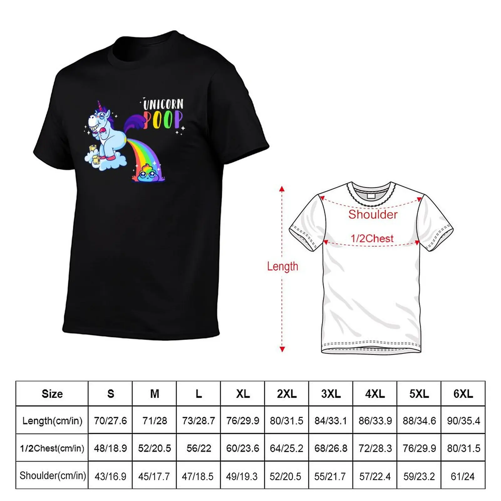 Unicorn Pooping Rainbow poop T-Shirt Running Gym Short Sleeve Sports Tee
