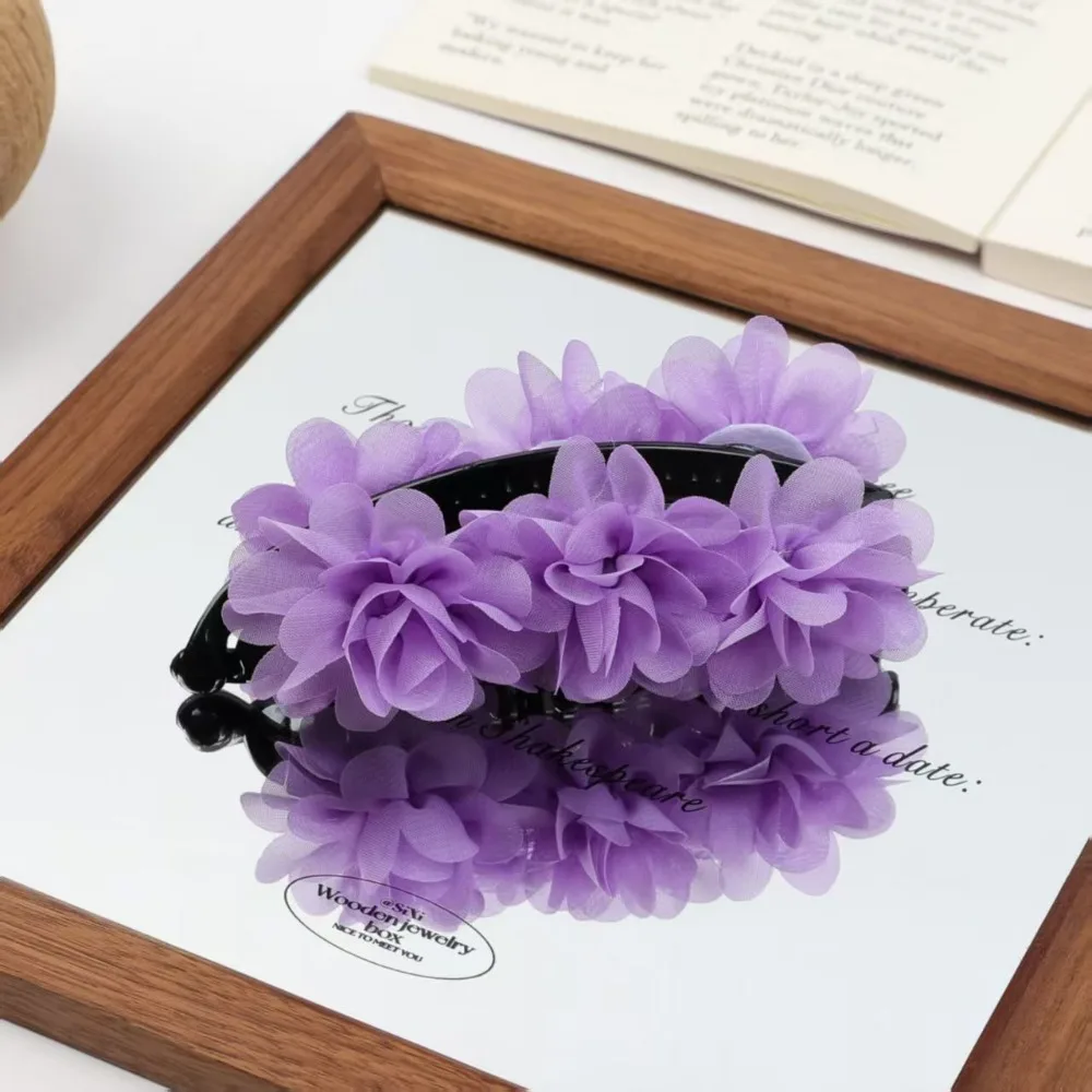 

Sweet Flower Banana Clips Korean Style Rose Women Vertical Clip Hairpins Plastic Floral Twisted Hair Clip Spring