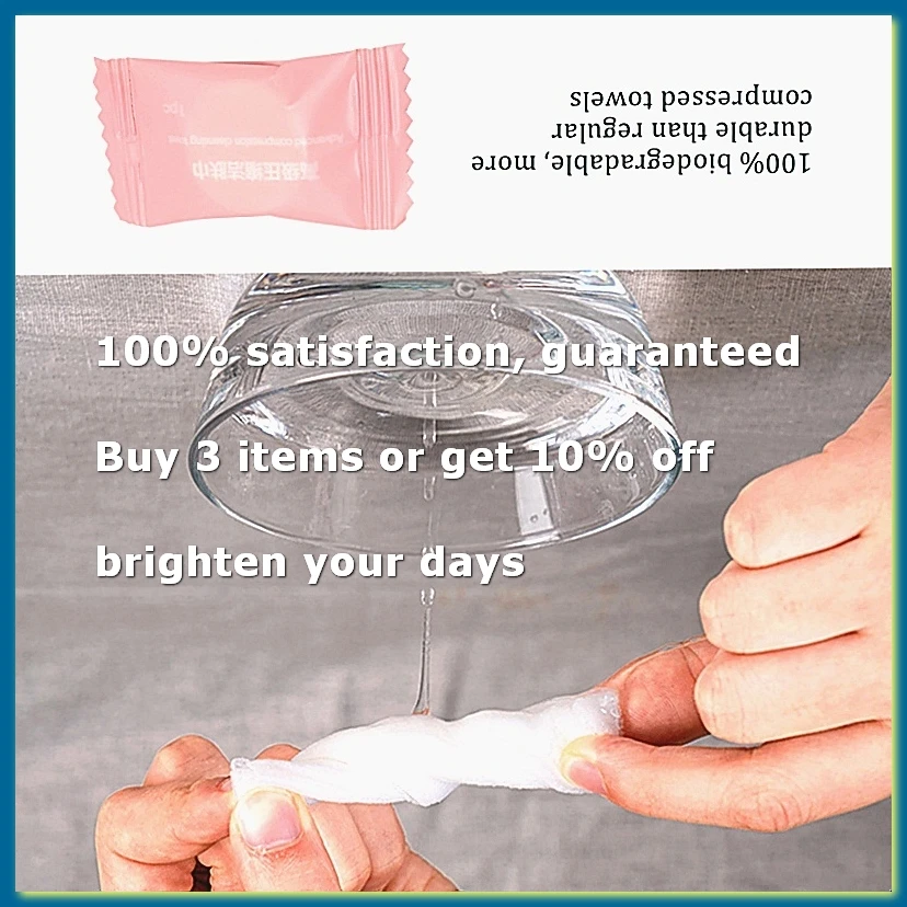 ●100 Pcs Compressed Towels Portable Disposable Compressed Cotton Coin Tissue Towel for Travel, Camping, Hiking