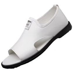 Designer New Leather Platform Outdoor Beach Men's Sandals Summer Fashion Soft Bottom Hollow Light Casual Beach Shoes for Men
