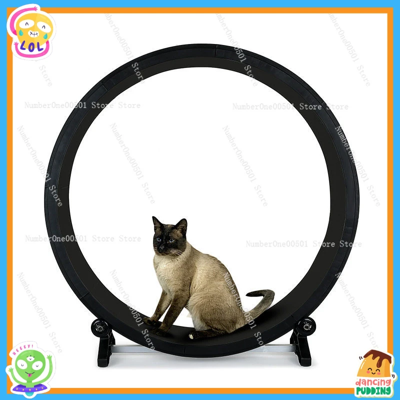 Silent Cat Exercise Wheel Pet Fitness Treadmill Multi Function Scratching  Anti Slip Wood Color Home Decor