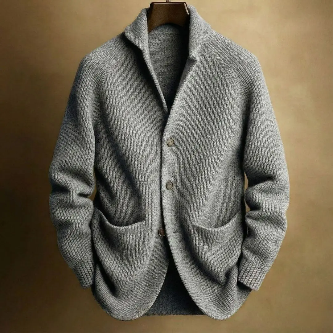 Spring Autumn Men Knitted Single Breasted Green Fruit Collar Cardigan Sweater Knitwear Solid Long Sleeve Casual Sweatercoat Men view 2