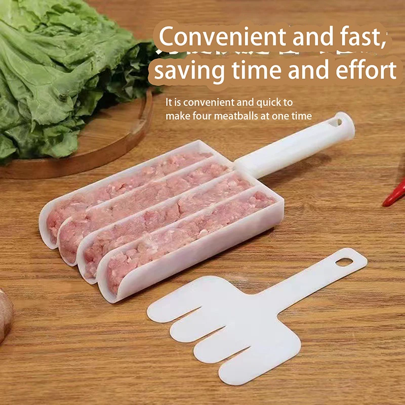 Kitchen Gadgets Cooking Sausage Maker Plastic Meatball Machine Set Fried Fish Mouth Meat Making Ball Mold Spoon