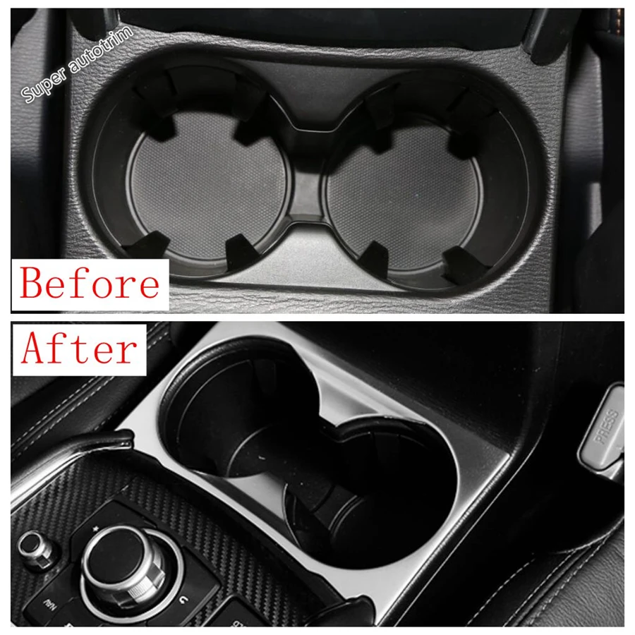 Front Central Control Gear Shift Water Cup Holder Panel Cover Trim For Mazda CX-5 CX5 2017 - 2024 Stainless Steel Accessories