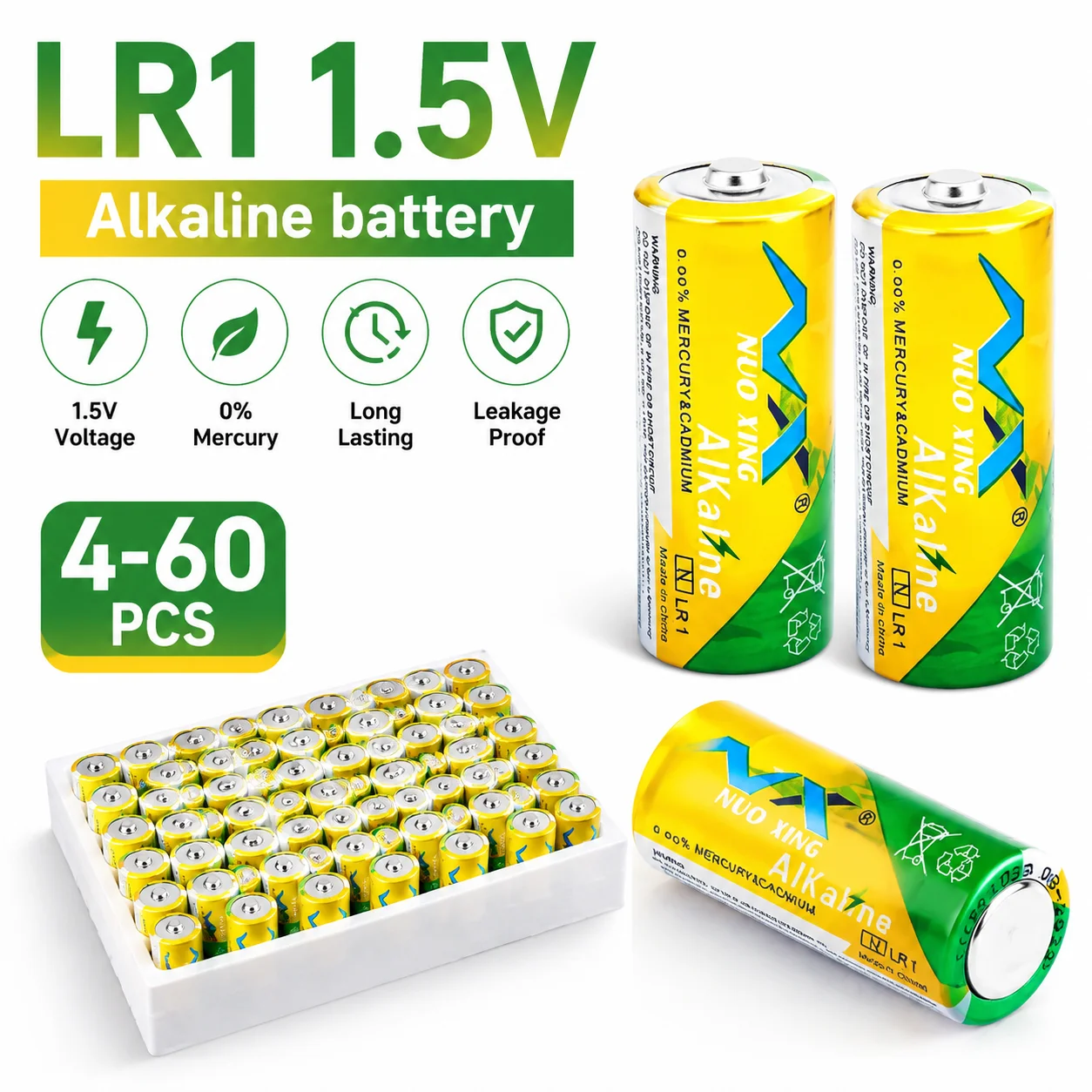 4-60 Stück LR1 1,5V Alkaline-Batterien N-Größe AM5 MN9100 910A Hochleistungs-Primär- und Trockenbatterien für elektronische Spielzeuge und Taschenrechner