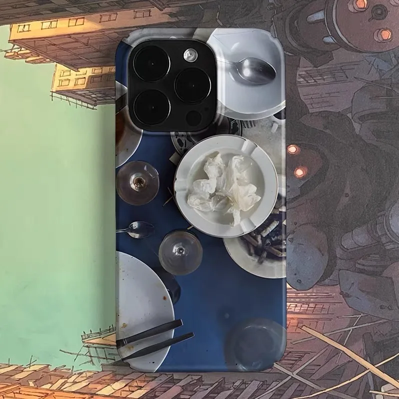 

Blue Retro Tableware Art Phone Case for IPHONE 17 Air 16E 15PROMAX 14Plus 13 12 MINI 11 PRO 16Plus XR XS MAX Acrylic Phone Cover