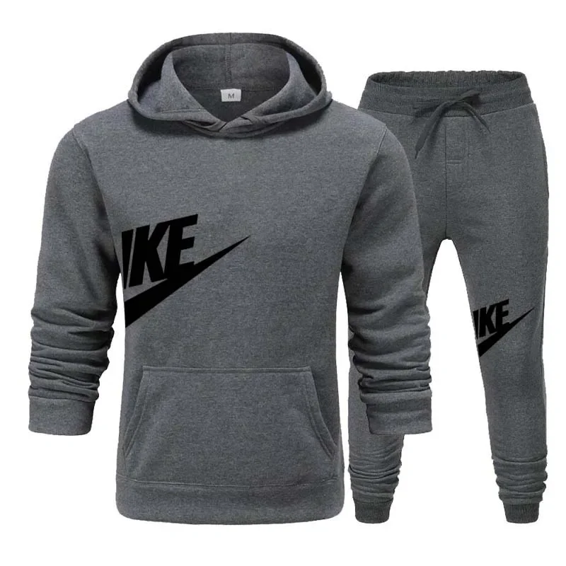 Autumn and winter male and female couples wear long-sleeved hoodie + casual sweatpants fitness jogging suit two-piece set