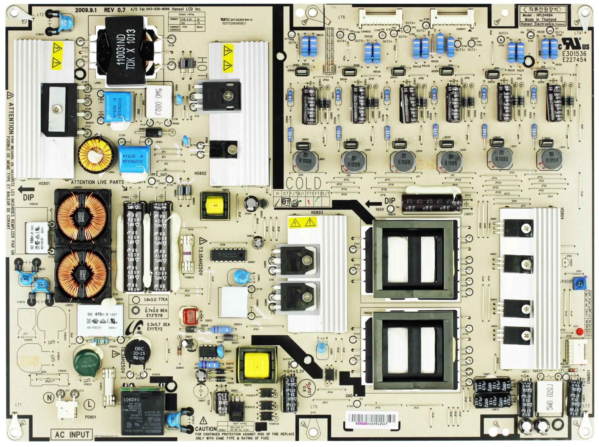 HPLD469A 043-530-8000 02422A LJ92-02422A E301536 E227454 Power Supply Board for 40'' 46'' 40 inch 46 inch NS-46E560A11 TV