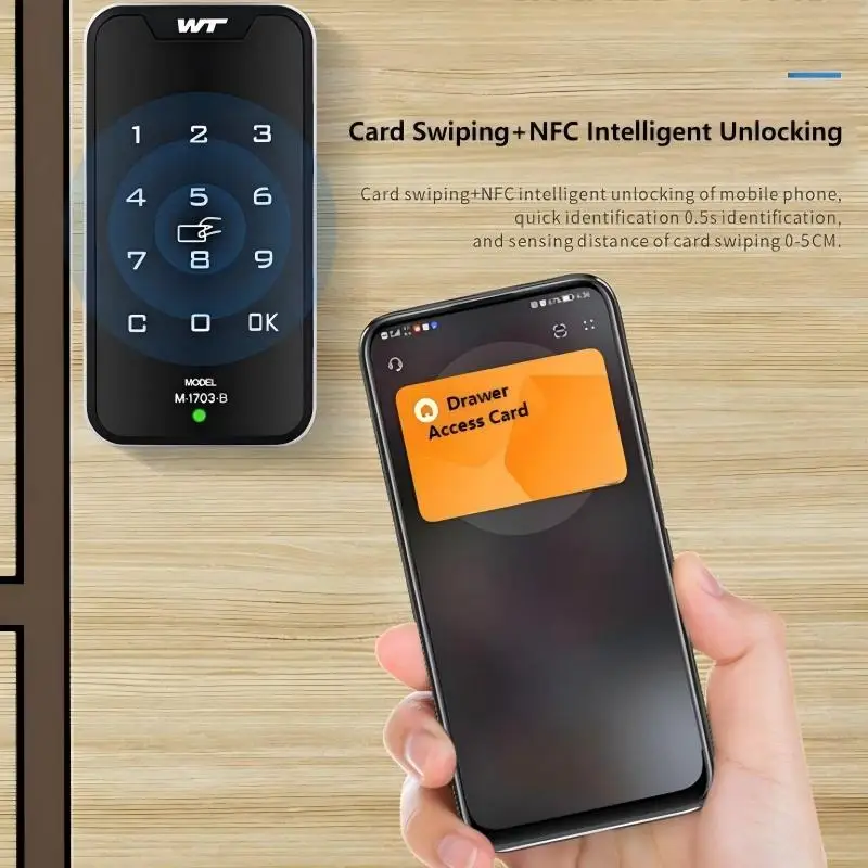 M-1703 공공 장면 용 IC 카드 비밀번호 잠금 터치 키보드 표시 등 아연 합금 재질 사용 도어 두께 20MM