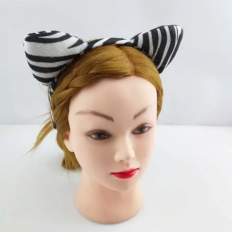 Adult Kids Party Animal Ear Headband Tail Tie Birthday Hair Band Plush Headwear Halloween Costume Cosplay Sheep Giraffe Cow