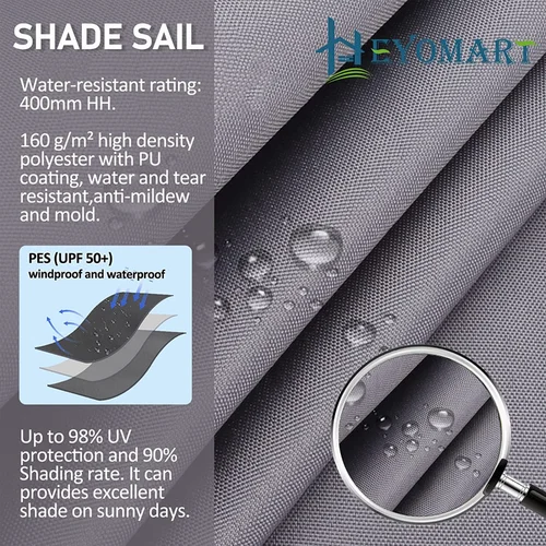 Imagen 2 del producto Toldo triangular de 2/3/3,6/5M con cuerdas de sujeción, refugio solar transpirable resistente a la intemperie, velas para sombra de sol, toldo de tela para exteriores