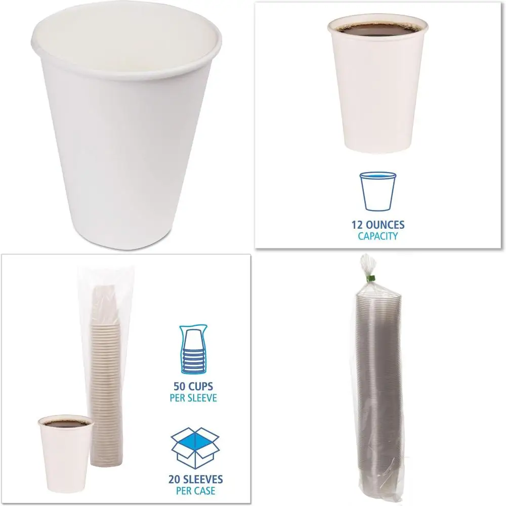 

12oz white paper hot cups, 1000 pack