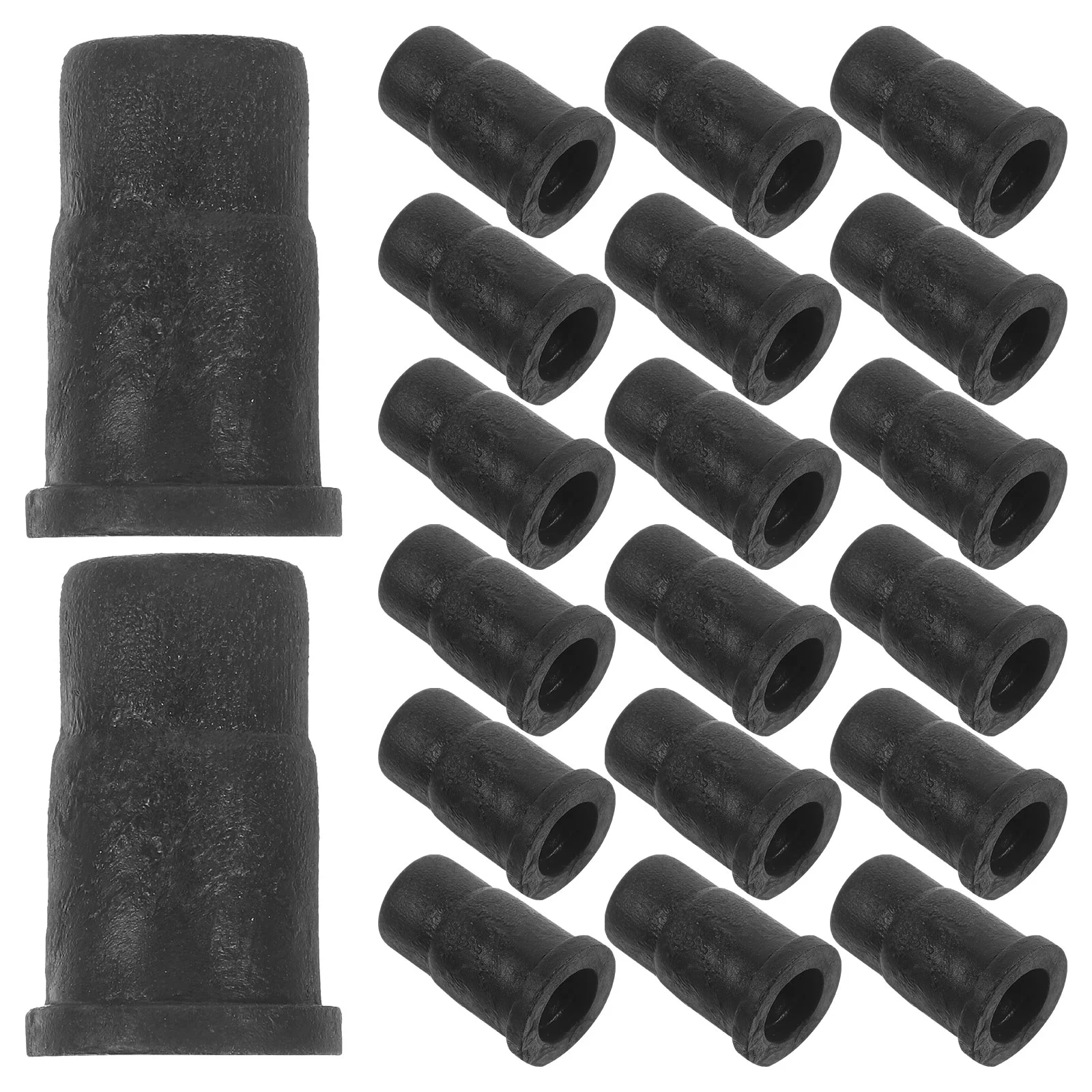 20 Pcs Caster Rod Rubber Cap Mini Wheels Low Profile Socket Black Sleeve Round Inserts Small Stem