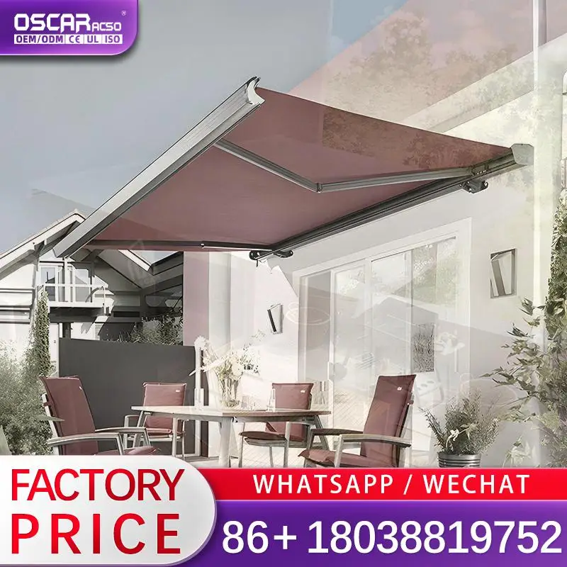 

Наружная электрическая моторизованная маркиза с датчиком ветра, ручным и дистанционным управлением, боковым дождезащитным козырьком для патио, сада, балкона