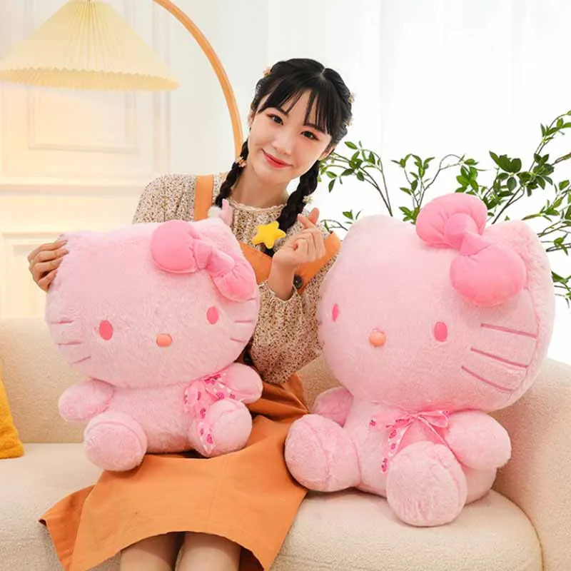 Sanrio-juguetes de peluche de Hello Kitty para niños y niñas, muñeco de peluche suave de gato KT de dibujos animados, almohada de Anime Kawaii,