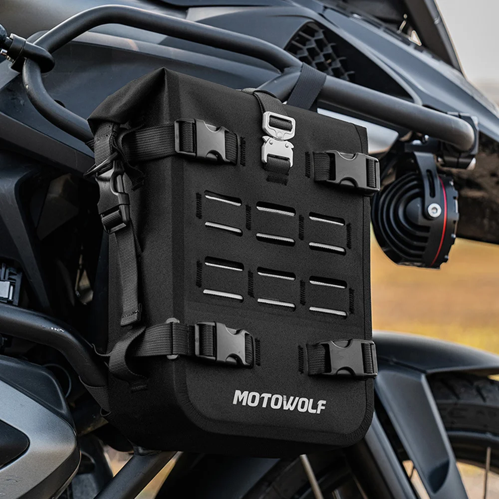 Motorcycle Bumper Bag Waterproof 6L Universal Motorcycle Side Frame Bag with Internal Support Travel Luggage Tool Box
