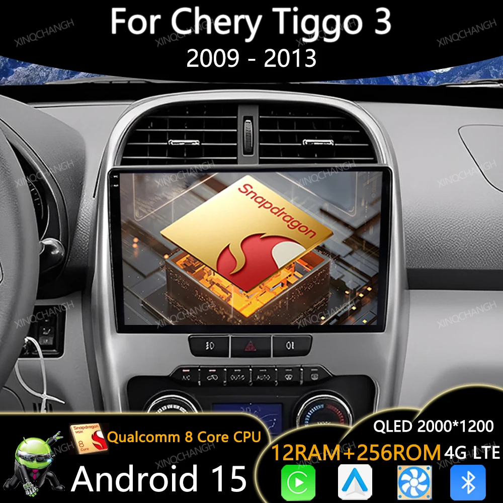 Android 15 Car Radio For Chery Tiggo 3 2009 2010 2011 2012 2013 Qualcomm Multimedia Video Player GPS Head Unit 2DIN Carplay Auto