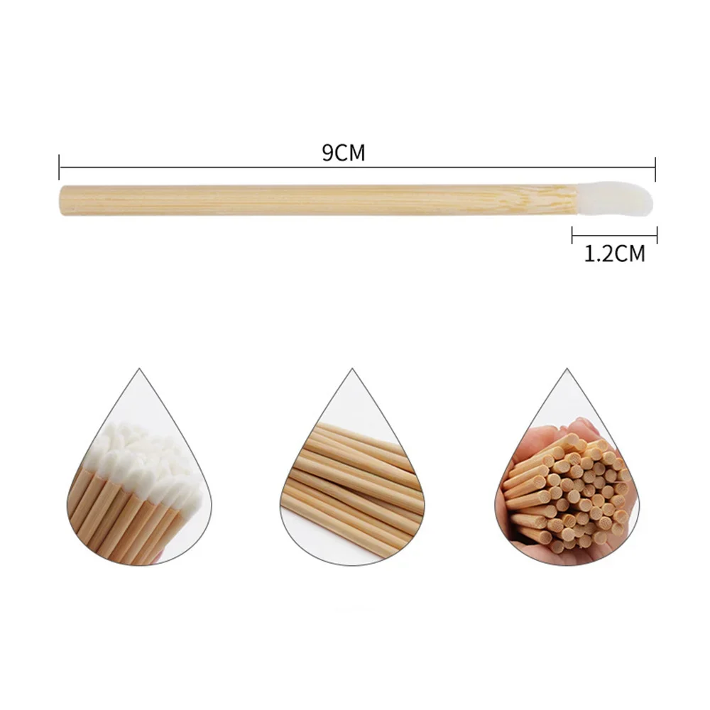 100 szt. Jednorazowe przybory do makijażu do różdżka aplikator do połysku do ust z pędzle do ust uchwyt bambusowy szminki