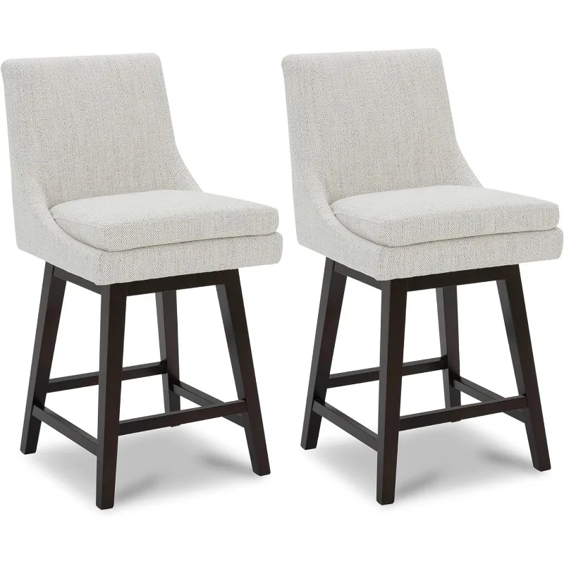 Counter Height Swivel Barstool with Back Set of 2, Upholstered Fabric Bar Stool, 26.8" H Seat Height