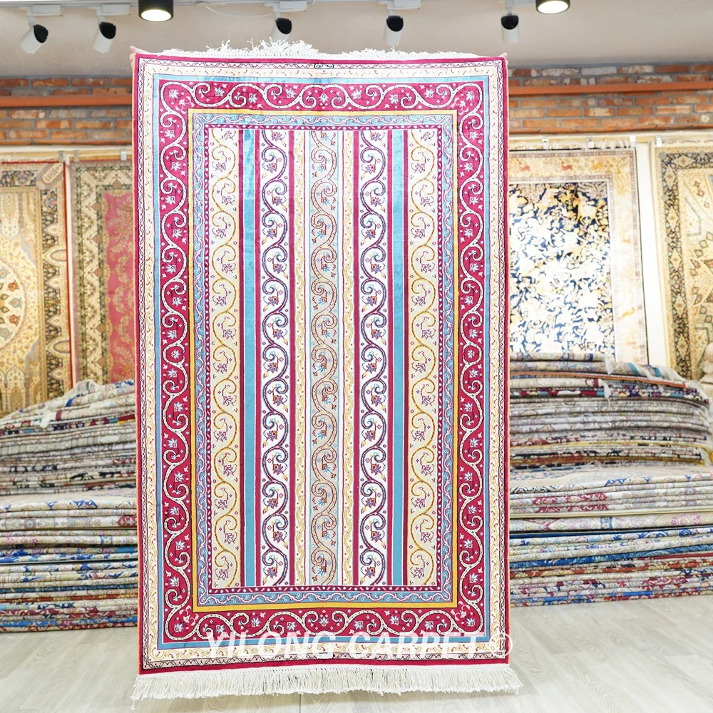 91x152cm Handmade Oriental Colorful Carpet Exquisite Turkish Modern Silk Rugs (HF233B)