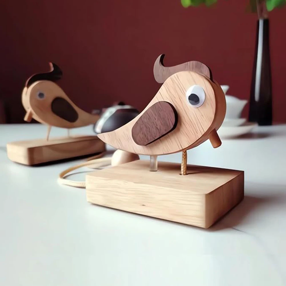 Wooden Woodpecker Door Bell with Pull Rope Vintage Bird Shape Doorbell Creative Handmade Animal Doorbell DIY Artistic Home Decor