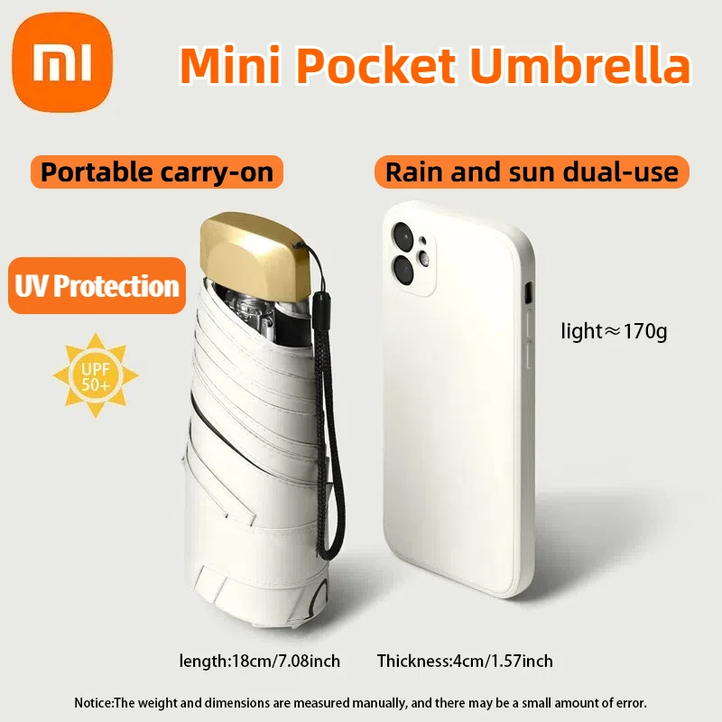 

Xiaomi Mini pocket Capsule Umbrella Portable Rain Umbrella Vinyl Folding UV Protection Sun Shade Ultra Light Dual Use Umbrella