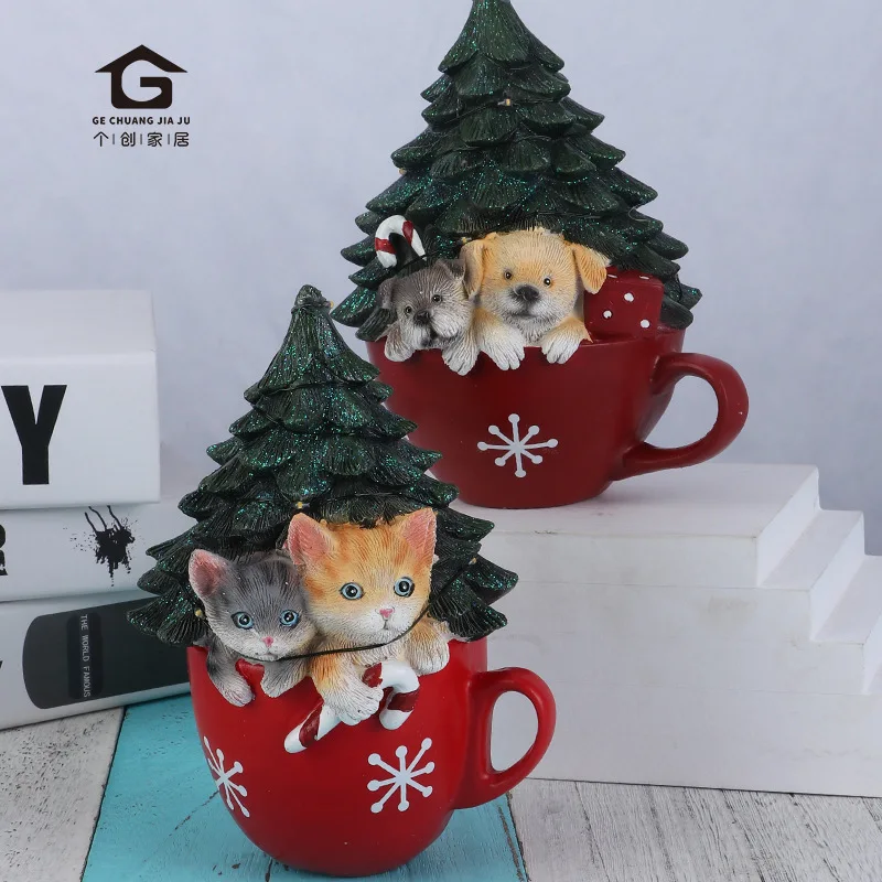

[Special offer] Cross-border Christmas luminous animal creative resin handicraft home desktop Christmas decoration ornament