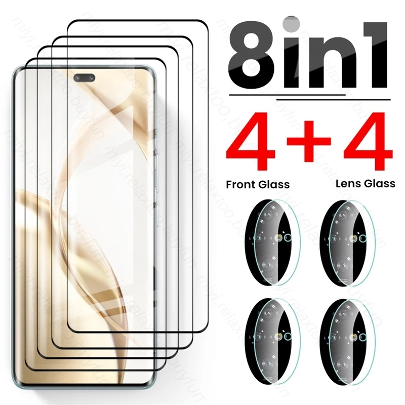 8 In 1 9H Tempered Glass Curved Edge Screen Protector For Honor 200 Pro 5G Case Camera Protect Glass Honor200 Honar Honer 200pro