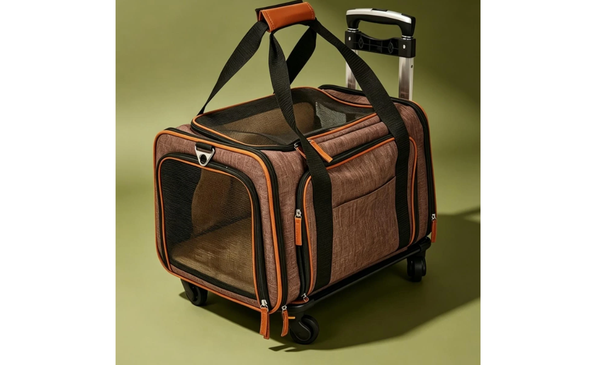 Rolling Mesh Pet Carrier Soft-sided Animal Carrier Breathable Mesh Windows Telescoping Handle for Convenient Transport Rolling Mesh Pet Carrier Soft-sided Animal Carrier Breathable Mesh Windows Telescoping Handle for Convenient Transport