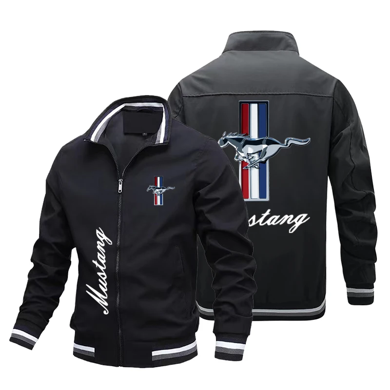 Motorcycle Racing Jacket Ford Mustang Car Logo Print Jacket Trendy Windbreaker Outdoor Sports Custom Mustan Men Clothing Coats