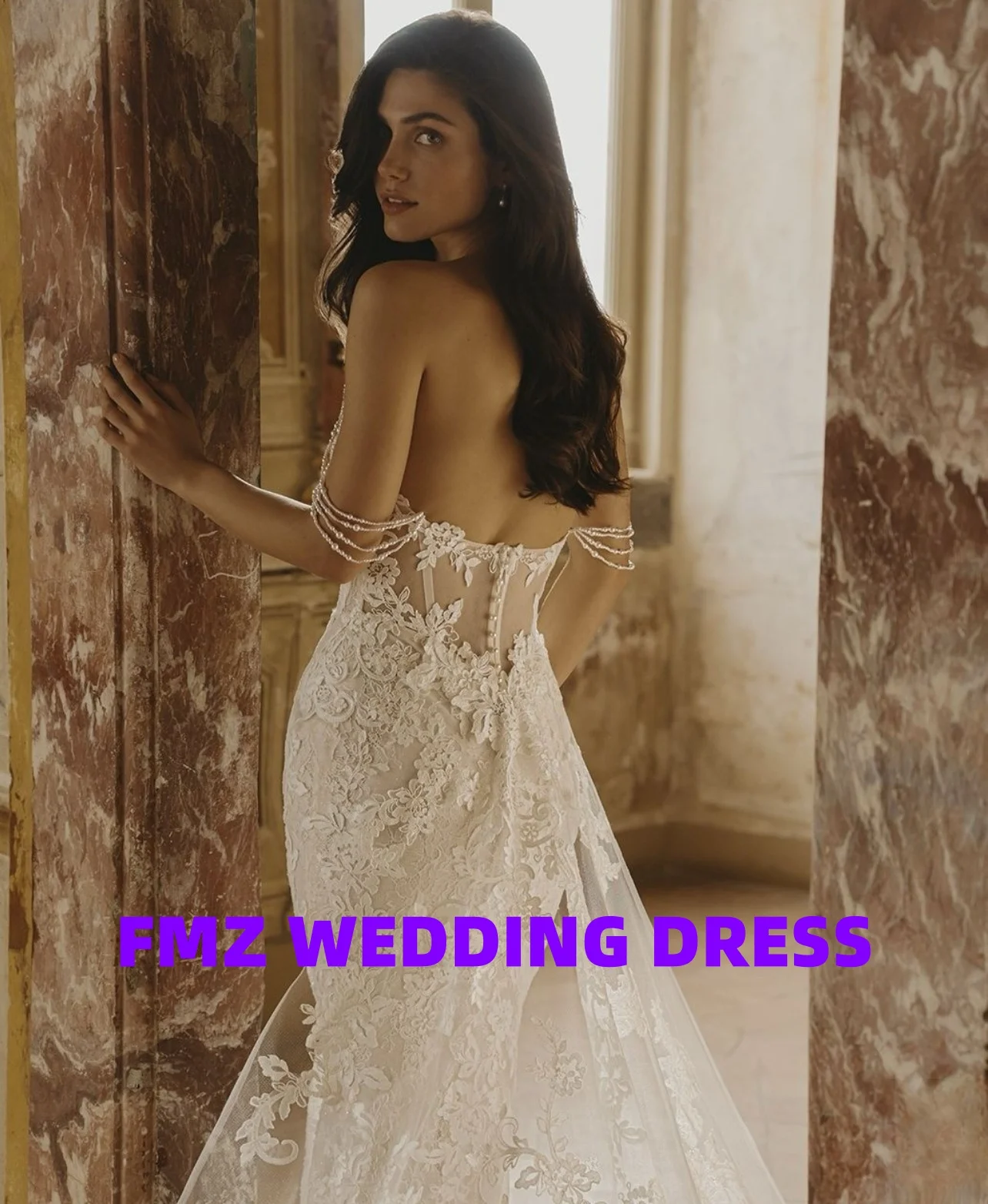 Maßgeschneidertes, ärmelloses Meerjungfrau-Hochzeitskleid mit abnehmbarem Schwanz und elegantem Amanda Novias Vestidos de Novia Amandas Novias