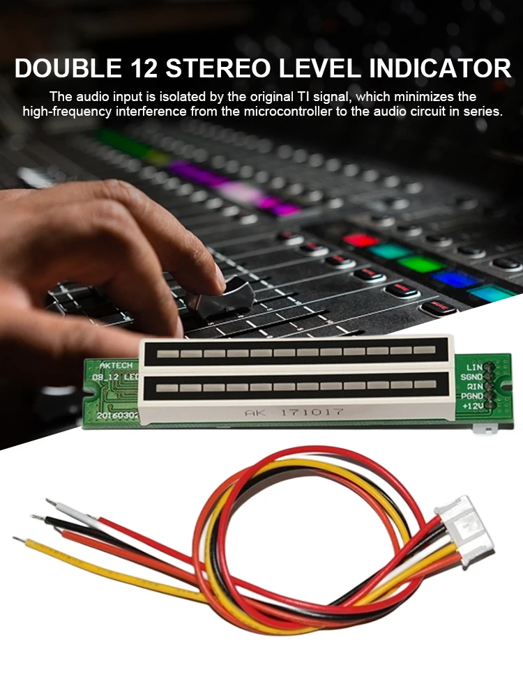 ثنائي القناة 12 بت الصوت LED مؤشر ضوء قابل للتعديل ضوء مؤشر مستوى السرعة LED ضوء بار لتقوم بها بنفسك مجموعات إلكترونية #5