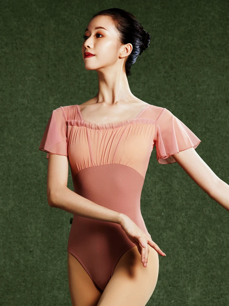 ثدي شبكي مطرز للنساء ، تدريب على الجمباز ، ملابس رقص للفتيات ، عاريات الظهر ، على شكل حرف U ، بالغ ، بيع بالجملة