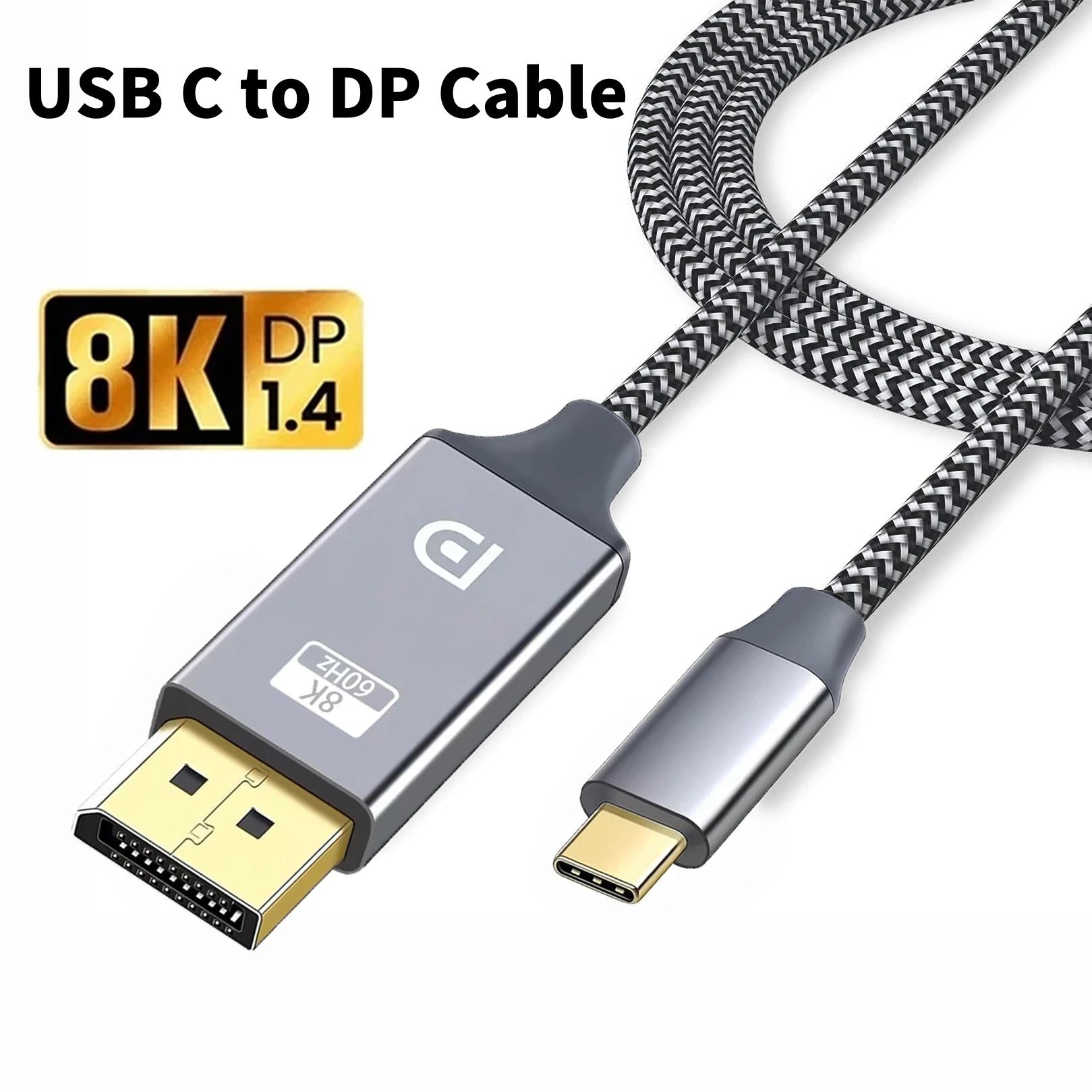 

USB C to DisplayPort Adapter Cable Uni-Directional Type-C to DP 1.4 8K 4K Display Cord Compatible with Thunderbolt3 for Laptop