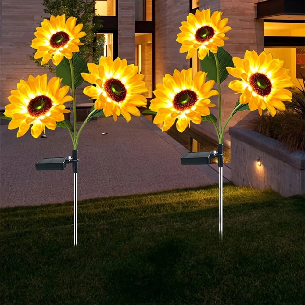 1/3 Kopf führte Solars imulation Sonnenblumen lichter Gartenhof Rasen Nachtlichter Landschafts lampe Haupt dekoration Blumen licht