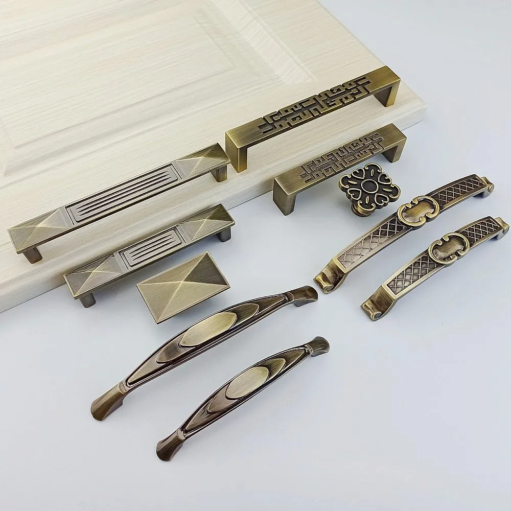 Zinc Alloy Bronze Handle For Furniture Kitchen Cabinets Door Drawer Knobs Wardrobe Cupboard Dresser Pulls Wine Cooler Handles