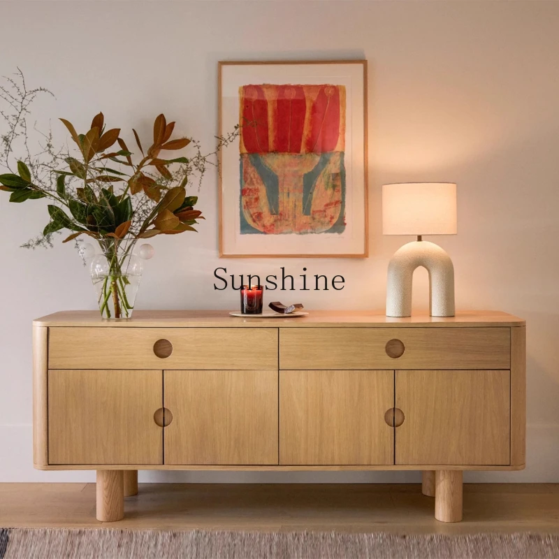 

French retro solid wood side cabinet storage, storage, TV cabinet porch