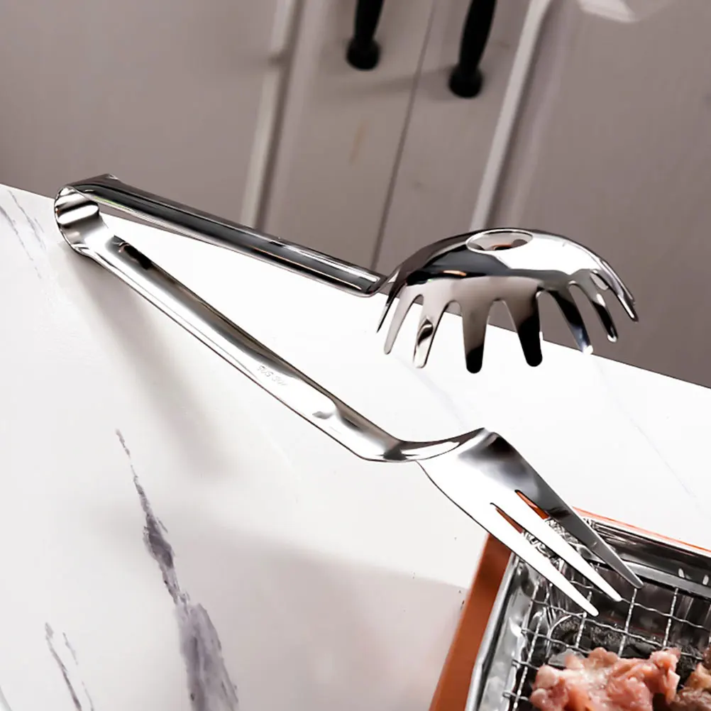 

Stainless Steel Grill Tong Reusable BBQ Clamp Long H Tong Easy Clean Anti Slip Compact Steak Tool