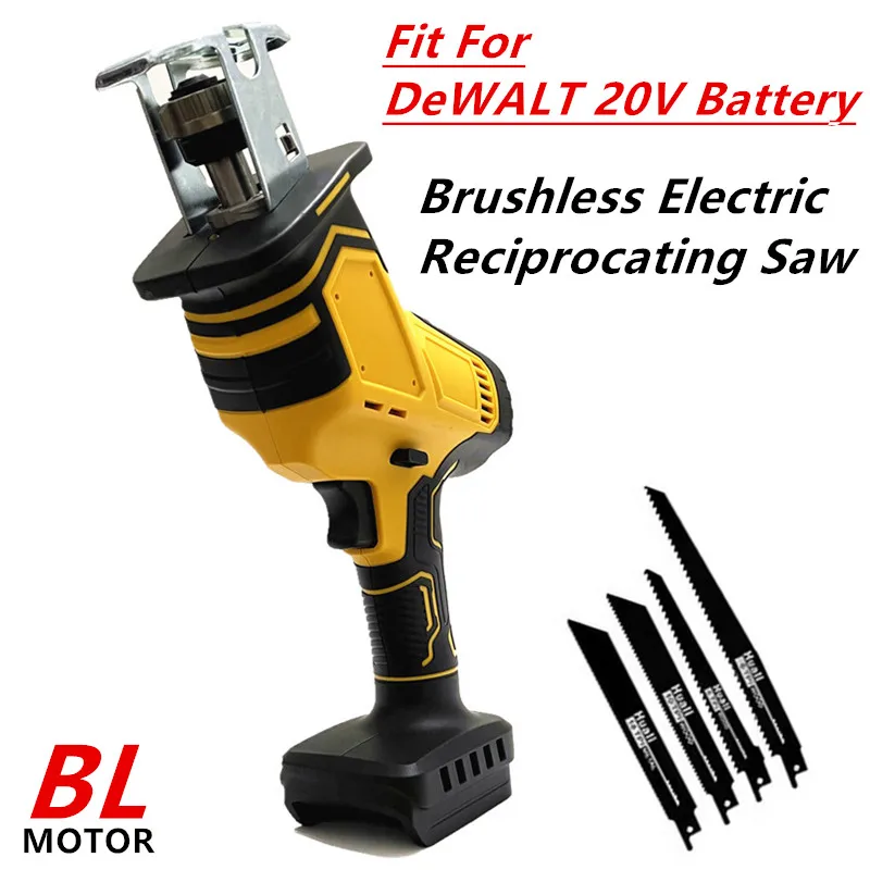 Fit For DeWALT 20V Battery Brushless Reciprocating Saw Electric Saber Saw Cordless Chainsaw Wood Metal Cutting Power Tools