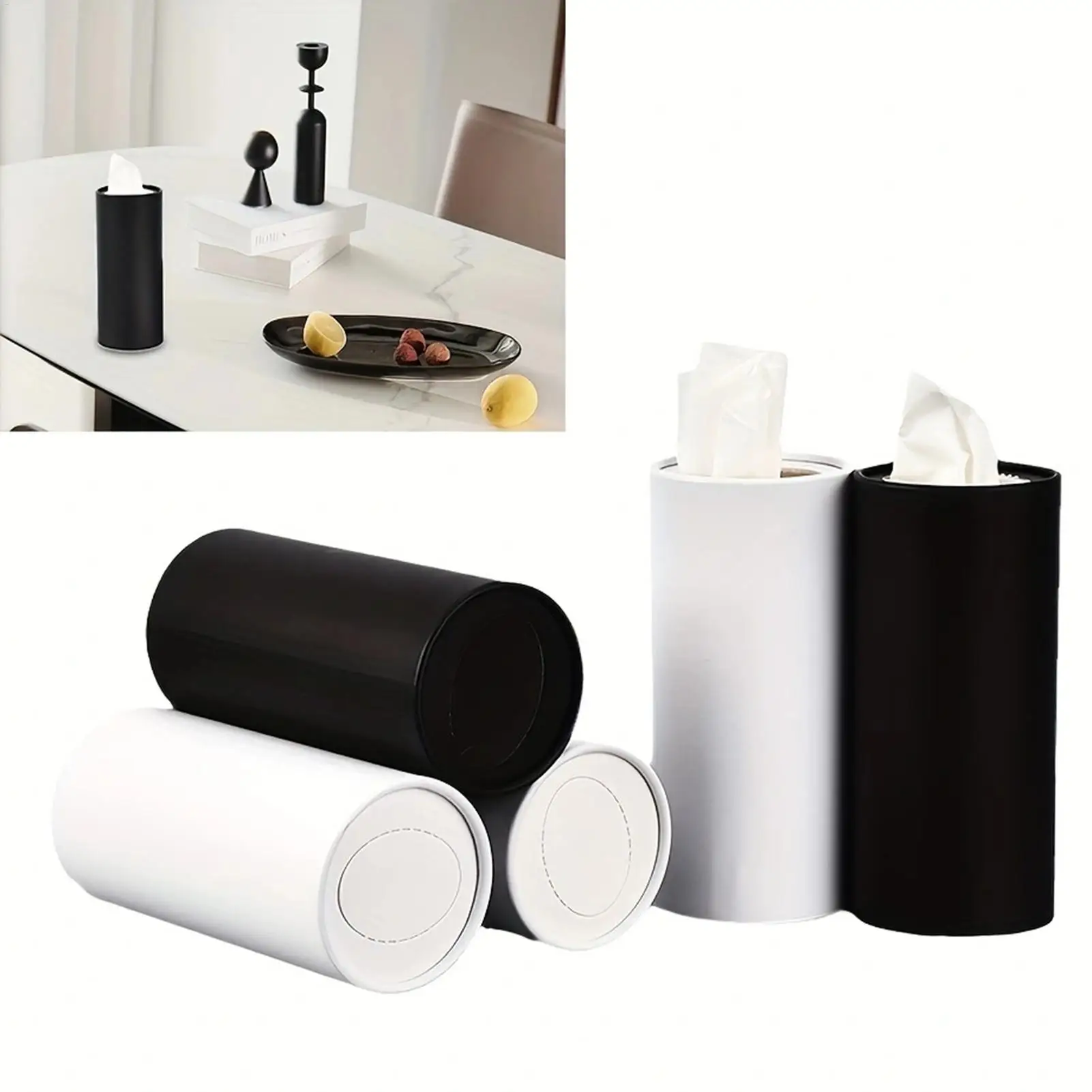 

Cylindrical Tissue Box Car Tissue Box Auto Round Paper Tube Creative Roll Paper Draw Paper Storage Box Auto Interior decoration