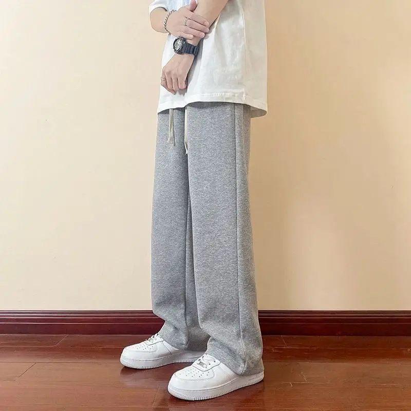 Pantalones informales americanos Retro High Street para hombre, pantalones ajustados versátiles de pierna ancha, rectos y sueltos