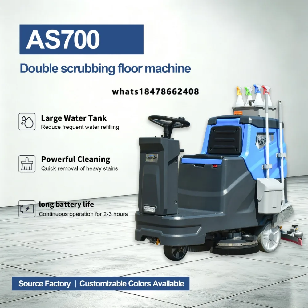Electric New Ride-on Sweeper Cleaning Machine High Efficiency Vacuuming Porcelain Tile Wood Floor Scrubber 90L Water Tank