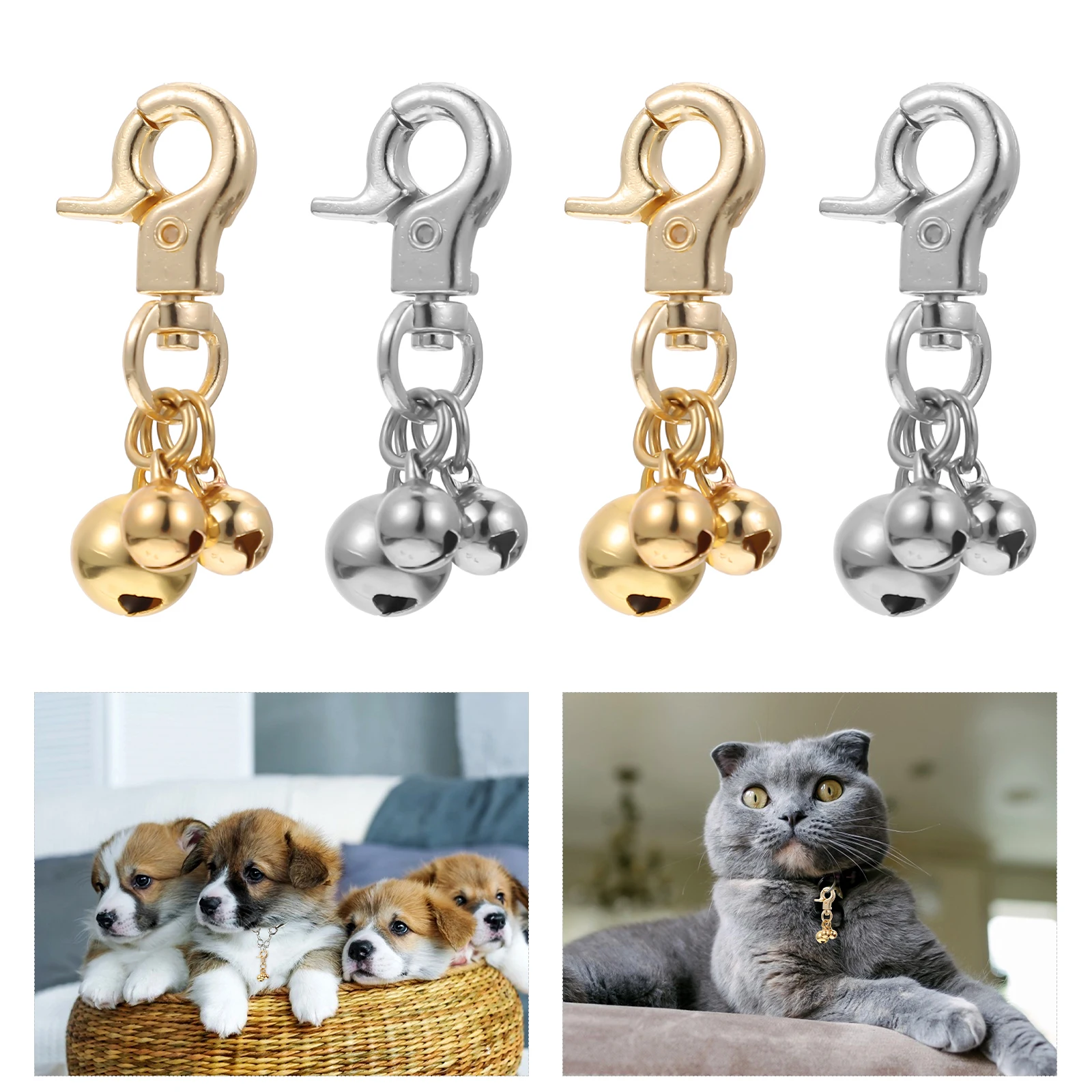 

4 Pcs Cat Bell Keychain Crapyt for Dog Collar Accessories Zinc Alloy Pendant Calming Travel